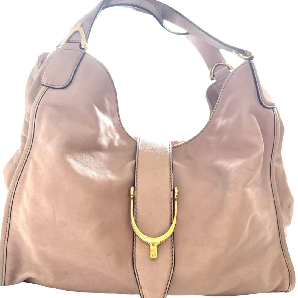 Gucci Soft Leather Stirrup Hobo Bag Blush Pink. Authentic.